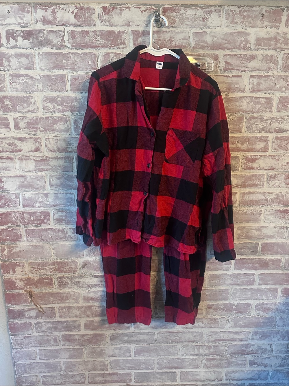 Old Navy Red and Black Buffalo Plaid Pajama Set Unisex